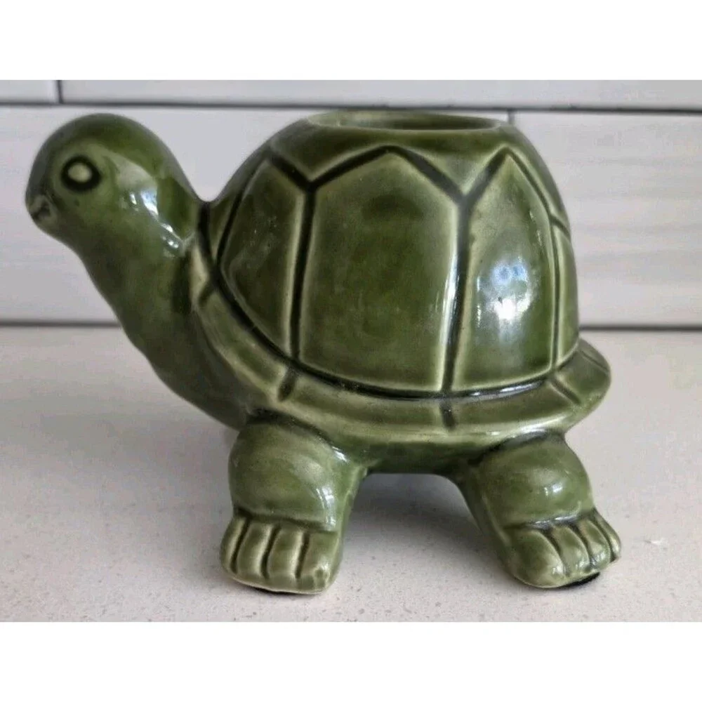 Pier 1 Green Turtle Ceramic Candle Holder Retired Limited